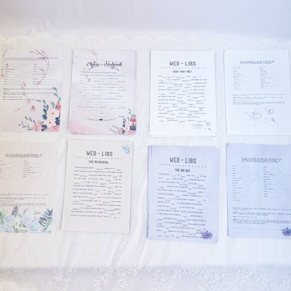 Wedding Guest Table Top MadLibs WEDLIBS Series Fill In The Blank Game Reception - Picture 2 of 7